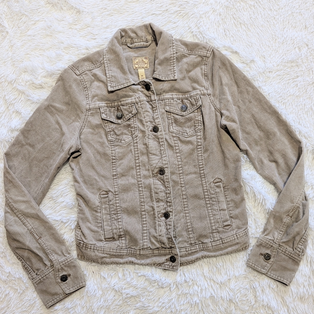 Y2K Vintage Abercrombie & Fitch Tan Corduroy Button Up Jacket Size Medium